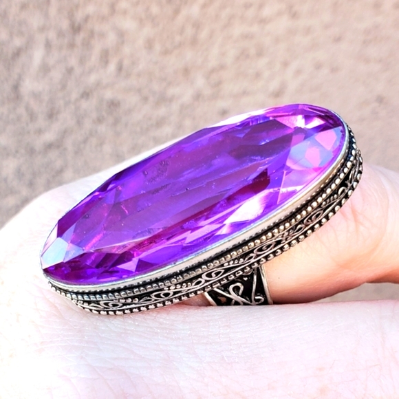 New Amazing Oversized Iolite 925 Silver Statement Ring. - Picture 4 of 13